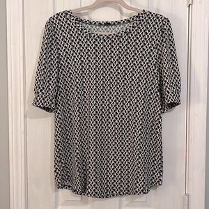 Geometric Top - Dusty Pink and Forest Green Blouse with Cute Sleeves (Medium)
